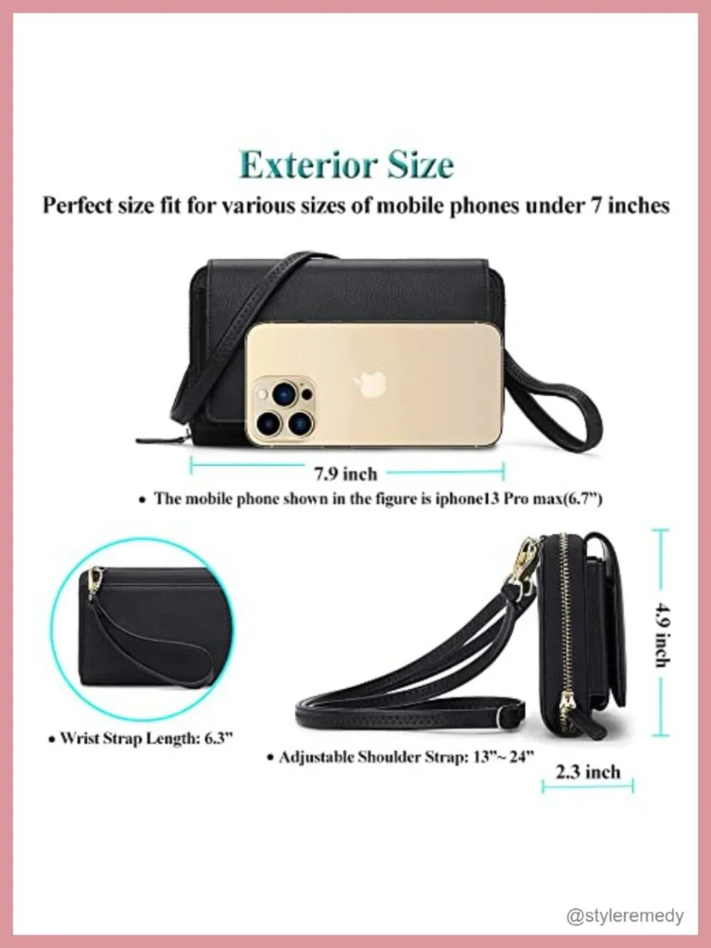 Women's Vegan Leather RFID Crossbody Wristlet Wallet Clutch Purse with Phone